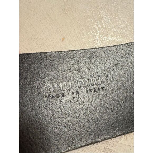 MUI MUI Wide Leather Black Belt Made in Italy Size 12 main image 8